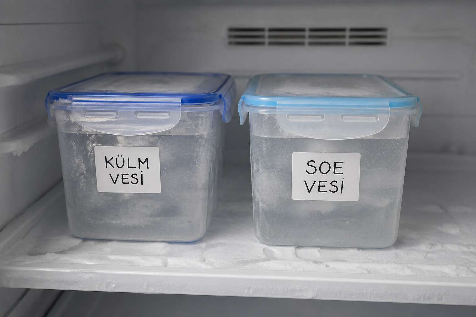 Mpemba efekt – kas soe vesi külmub kiiremini kui külm vesi? Kaks veeanumat sügavkülmas – soe ja külm vesi Mpemba efekti katseks