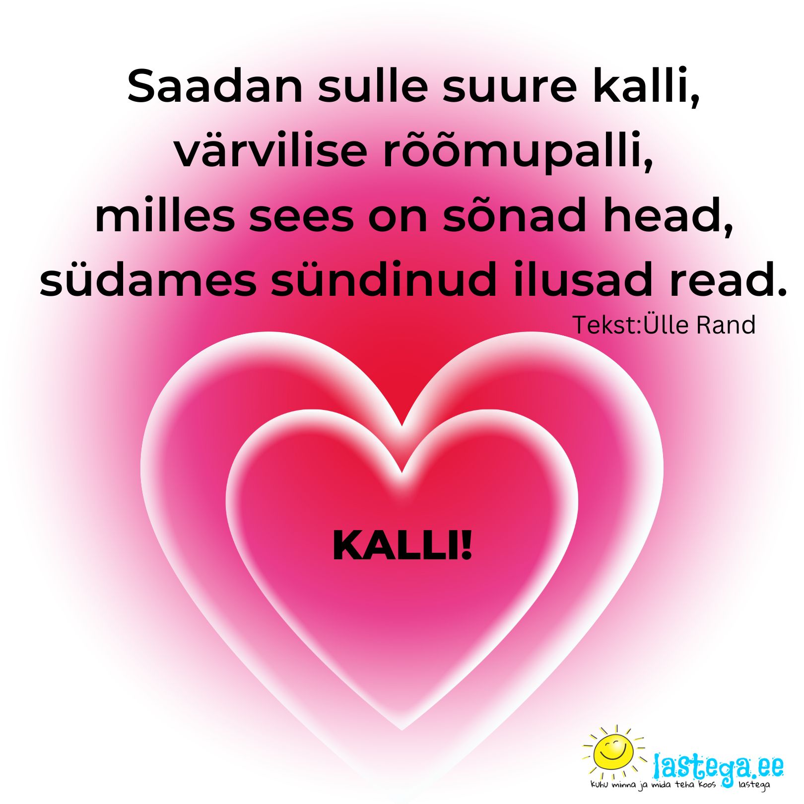 Saadan Sulle suure kalli! Tekst Ülle Rand, pilt Lastega.ee