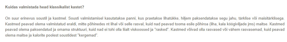 Vastus küsimusele: mis vahe on soustil ja kastmel