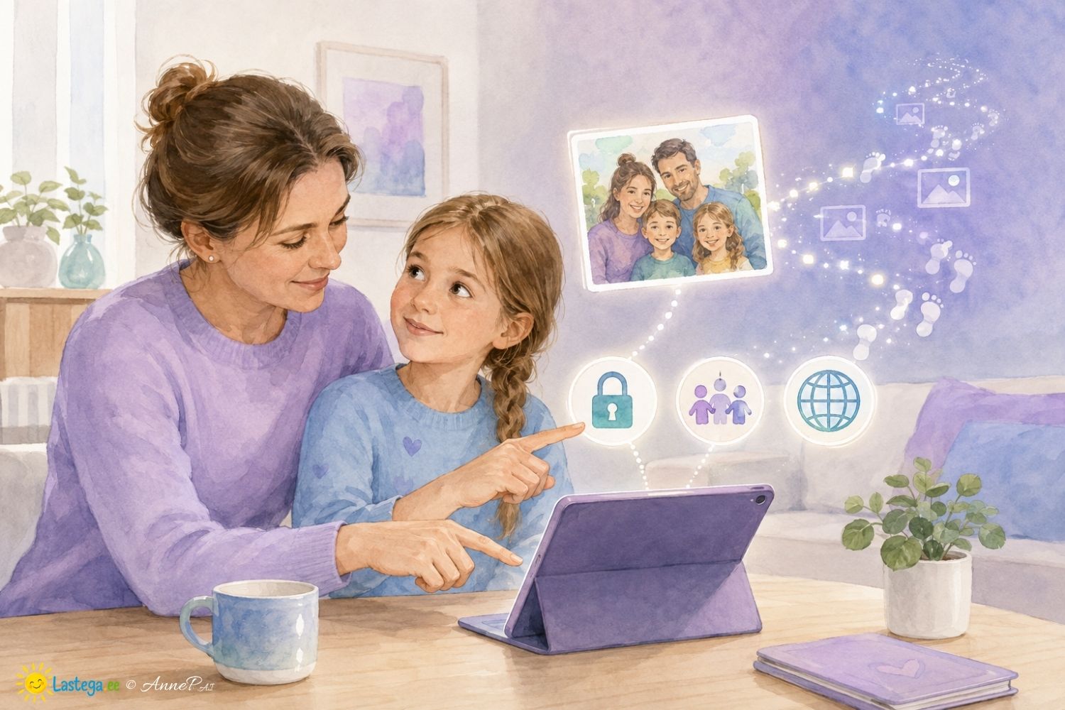 Lapse digitaalne jalajälg – mõtle enne foto jagamist Laps ja lapsevanem arutavad koos, kas perefotot internetis jagada