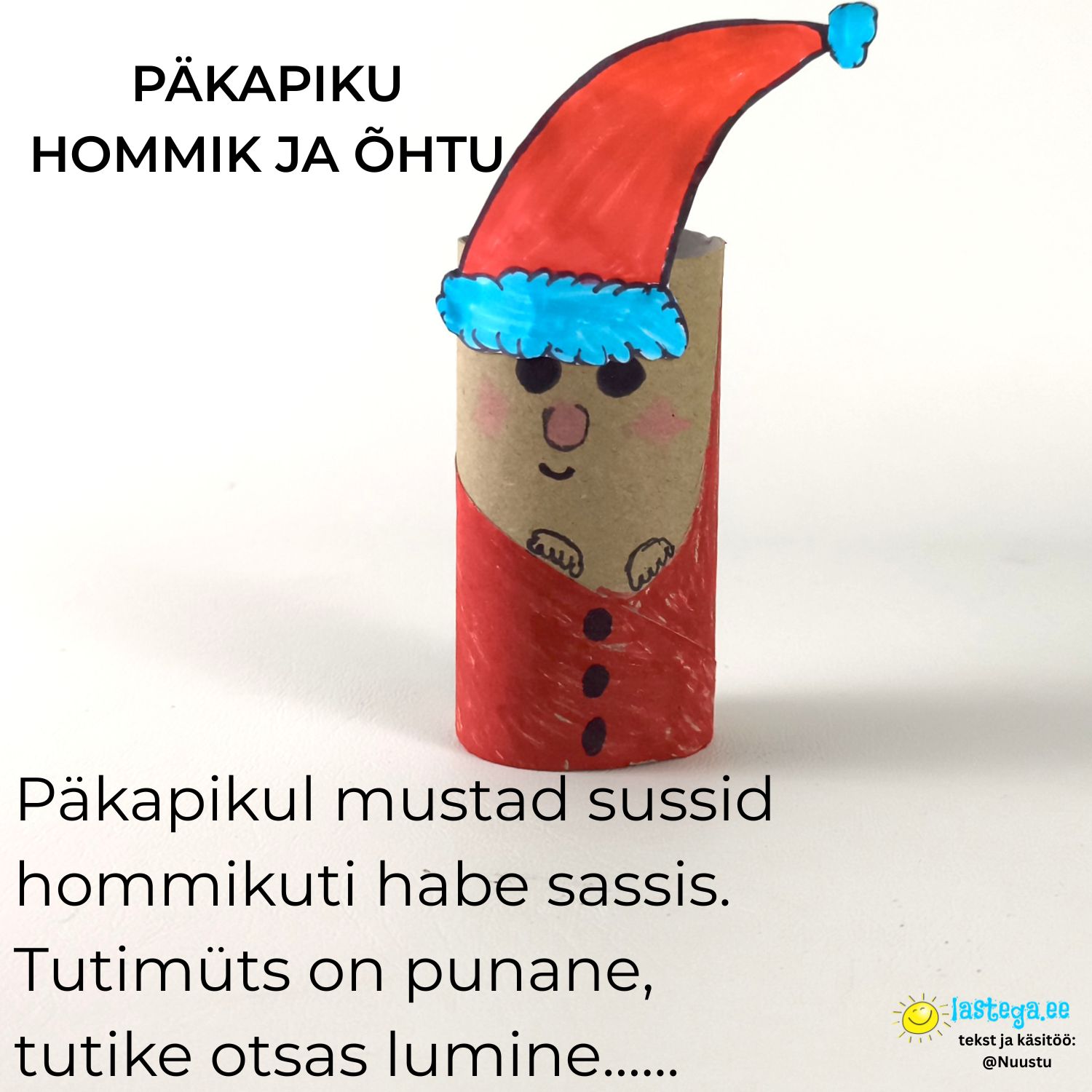 Jõuludeks meisterdas autor wc paberi rullist hommikumantliga pakapiku.