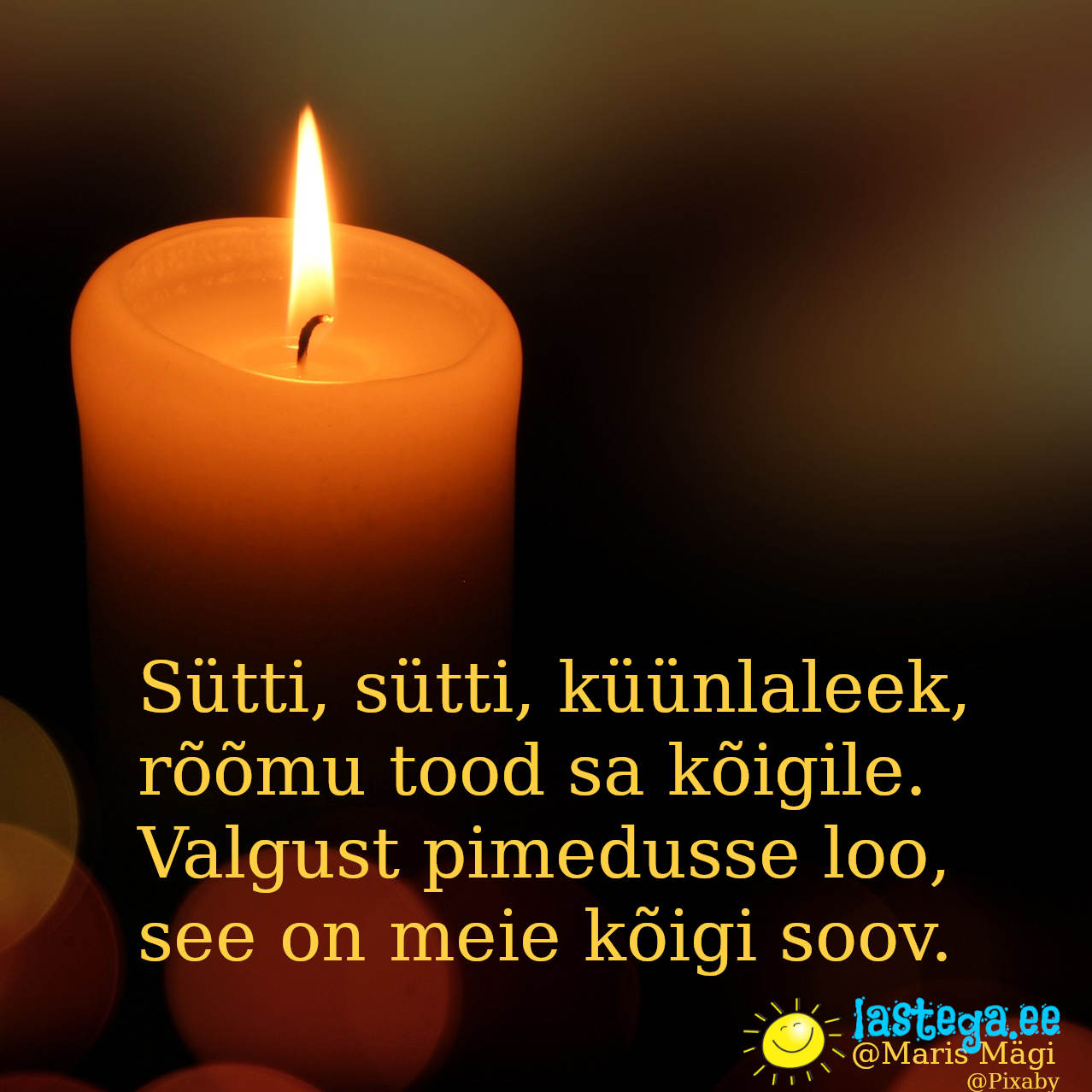 JÕULUD: Rahulikku advendiaja algust soovib Maris Mägi.