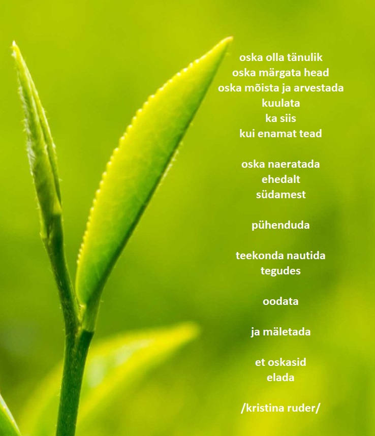 Kristina Ruderi luuletus "Oska olla tänulik..."