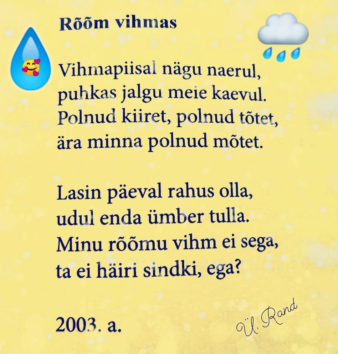 VIHM: Luuletus vihmast, @Ülle Rand