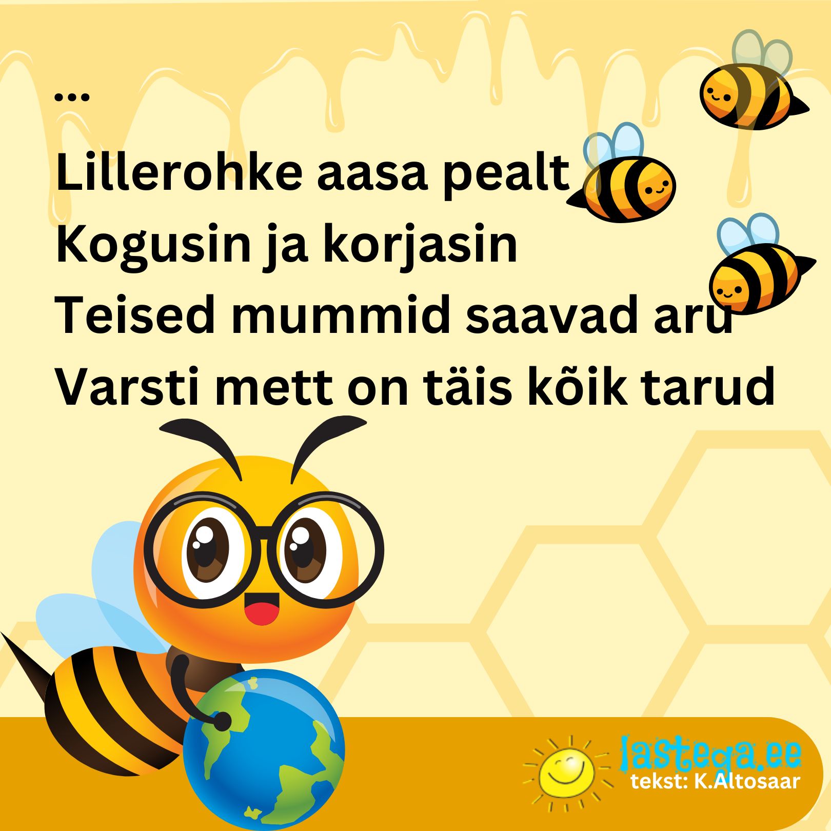 Luuletus MESILANE. @Kaire Altosaar, pilt Lastega.ee