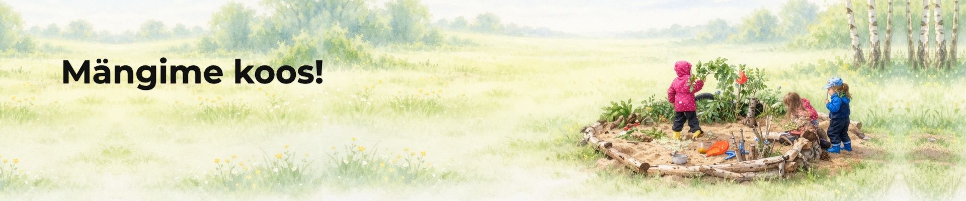 Lapsed mängivad looduslikus suures liivakastis metsaserva ääres